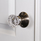 2 in. Satin Nickel Victorian Glass Knob Passage Set