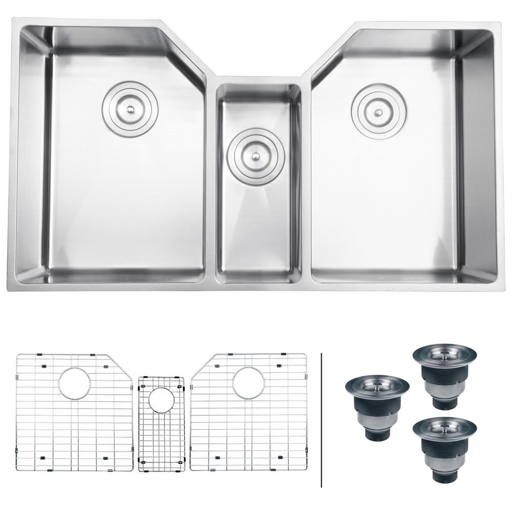 Undermount Stainless Steel 35 in. 16-Gauge Triple Bowl Kitchen Sink - Super Arbor