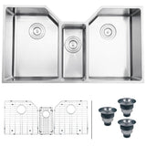 Undermount Stainless Steel 35 in. 16-Gauge Triple Bowl Kitchen Sink - Super Arbor