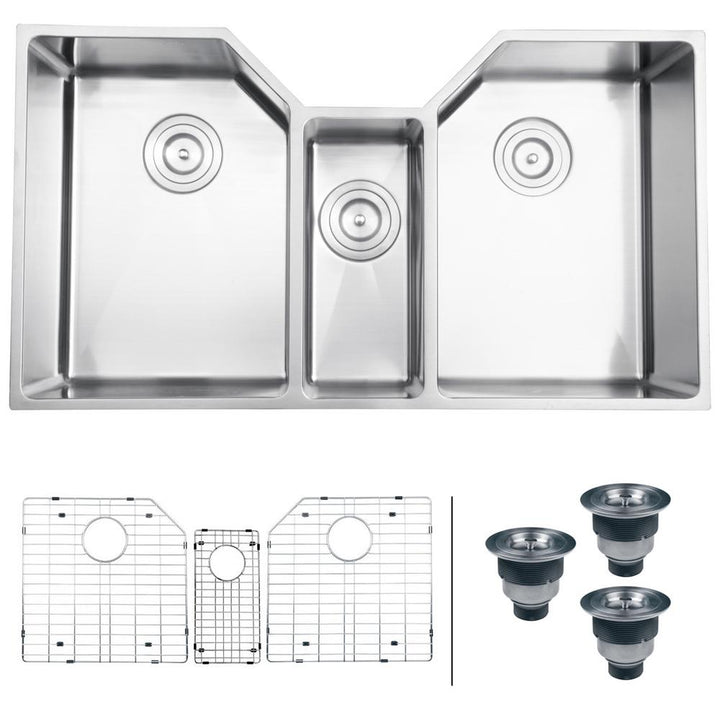 Undermount Stainless Steel 35 in. 16-Gauge Triple Bowl Kitchen Sink - Super Arbor
