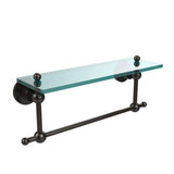 Astor Place 16 in. L  x 4 in. H  x 5 in. W  Clear Glass Vanity Bathroom Shelf with Towel Bar  in Polished Nickel - Super Arbor
