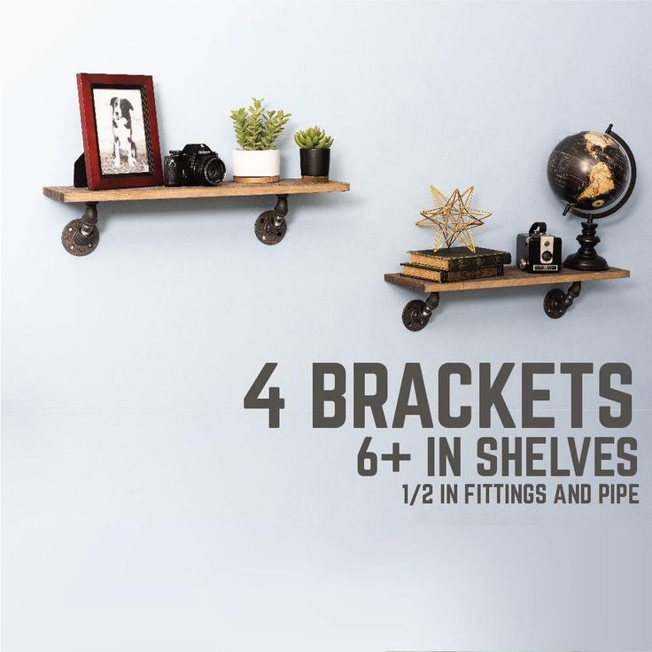 1/2 in. Black Pipe 5.75 in. W x 5.75 in. H Wall Mounted Double Flange Angled Shelf Bracket Kit (4-Pack)
