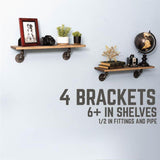 1/2 in. Black Pipe 5.75 in. W x 5.75 in. H Wall Mounted Double Flange Angled Shelf Bracket Kit (4-Pack)