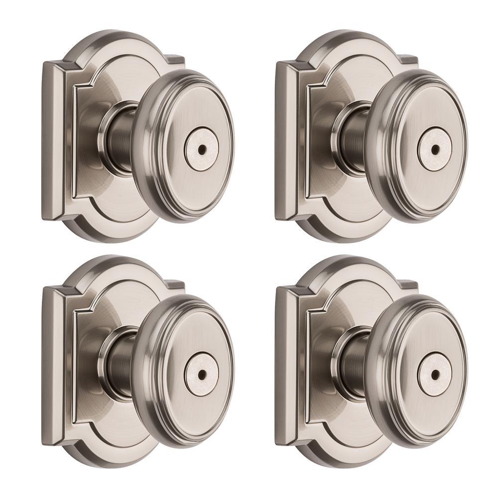 Prestige Carnaby Satin Nickel Bed/Bath Door Knob (4-Pack) - Super Arbor