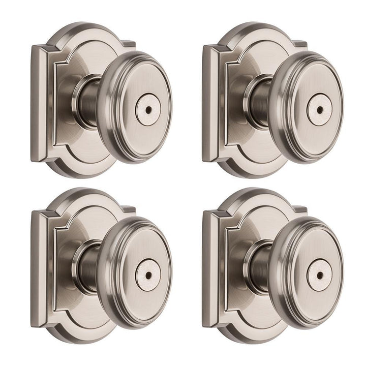 Prestige Carnaby Satin Nickel Bed/Bath Door Knob (4-Pack) - Super Arbor