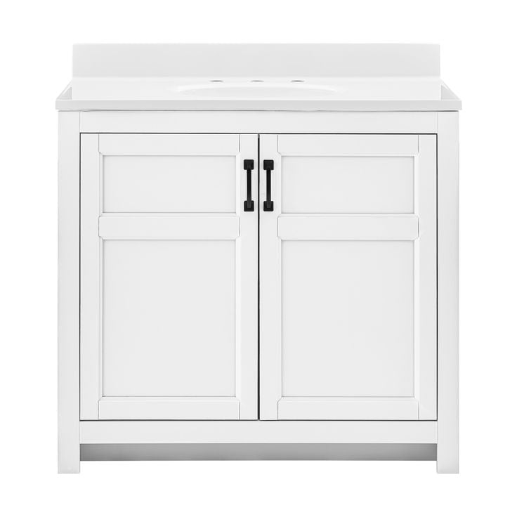 Style Selections Lowry 37-in White Single Sink Bathroom Vanity with White Acrylic Top