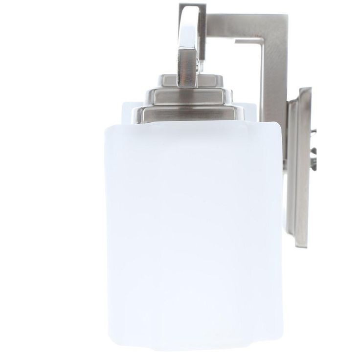 Architecture 4-Light Brushed Nickel Vanity Light with Etched White Glass Shades