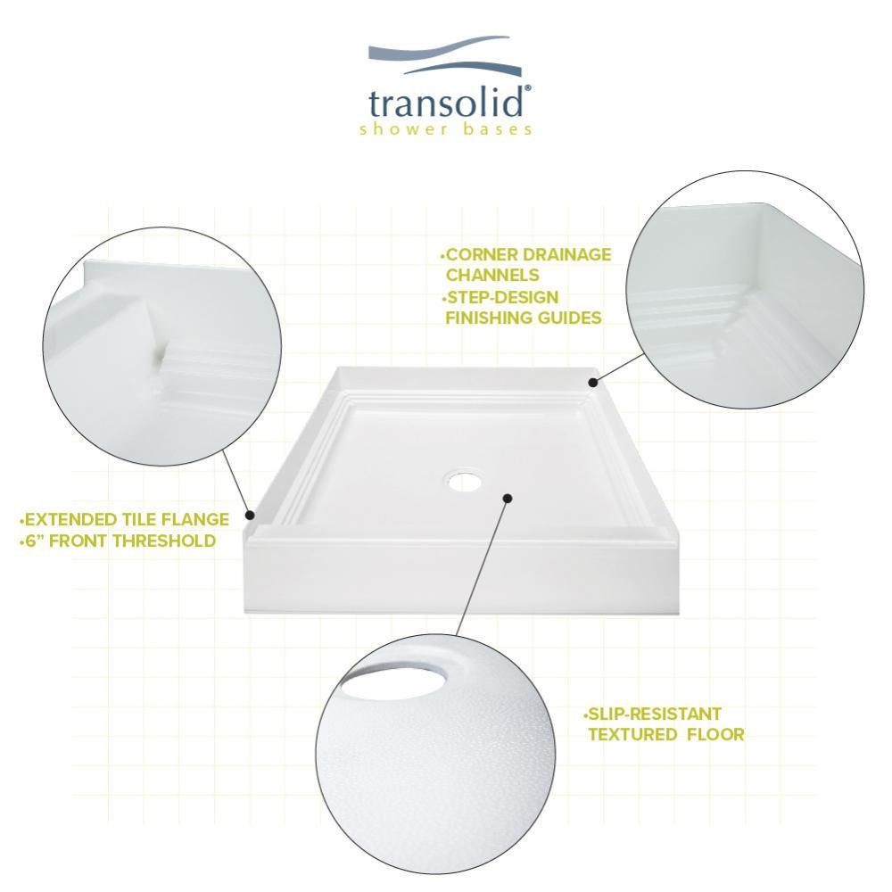 T3 34 in. x 60 in. Single Threshold Shower Base in White - Super Arbor
