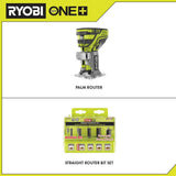 18-Volt ONE+ Cordless Fixed Base Trim Router (Tool Only) with Straight Router Bit Set (5-Piece) - Super Arbor