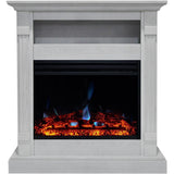 Sienna 34 in. Electric Fireplace Heater in White with Mantel, Enhanced Log Display and Remote Control - Super Arbor