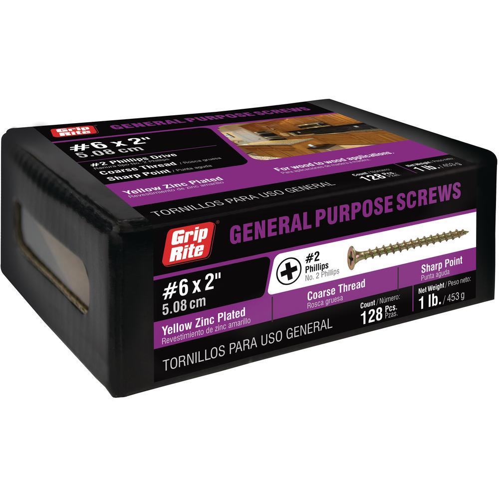 #6 x 2 in. Phillips Bugle-Head Coarse Thread Gold Screws (1 lb./Pack)