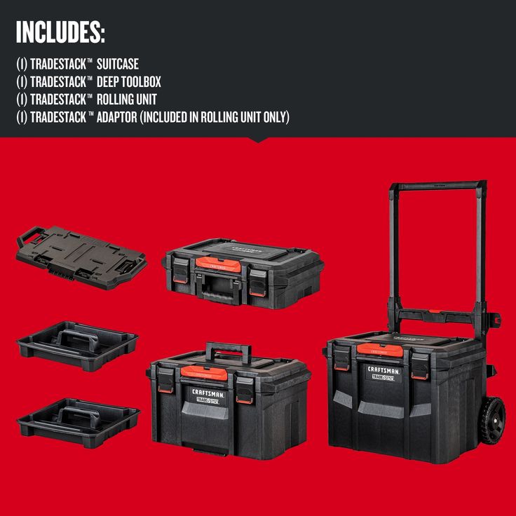 CRAFTSMAN TRADESTACK System 22-in Black Plastic Wheels Lockable Tool Box