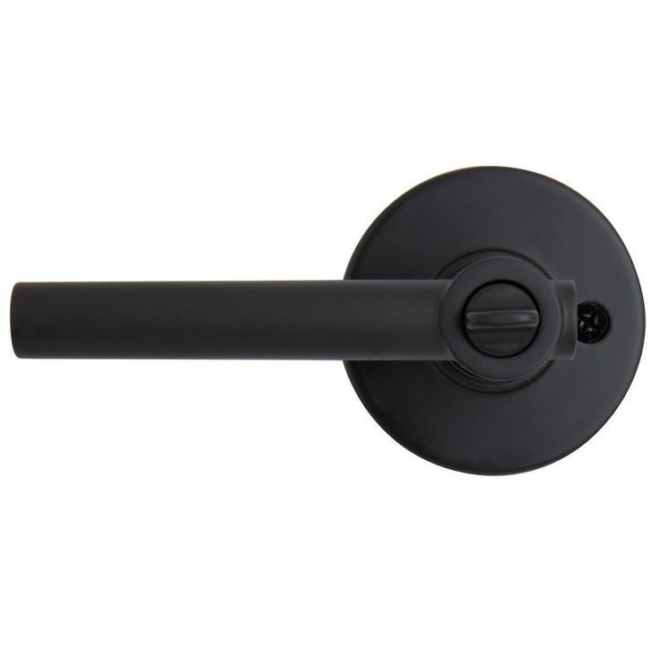 Highland Matte Black Bed and Bath Door Lever with Round Rose