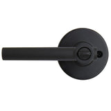 Highland Matte Black Bed and Bath Door Lever with Round Rose