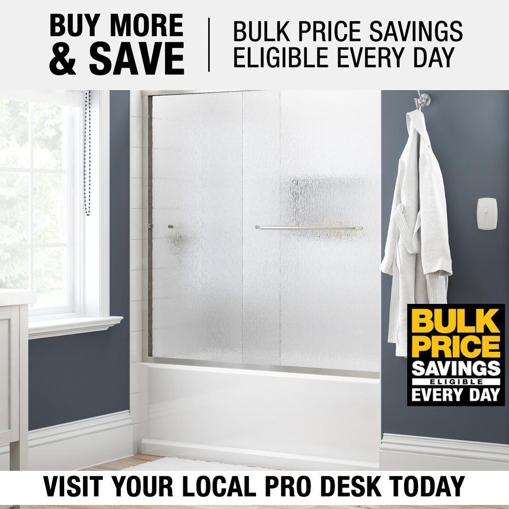 Simplicity 60 in. x 58-1/8 in. Semi-Frameless Traditional Sliding Bathtub Door in Nickel with Rain Glass - Super Arbor