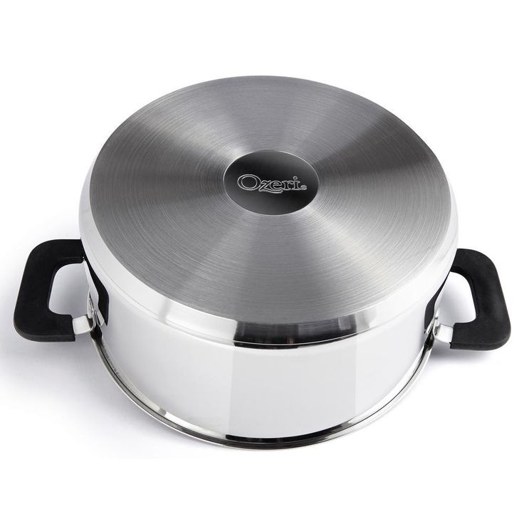 6-Piece Stainless Steel Inductive Pot Set with Straining and Hands-Free Glass Lids