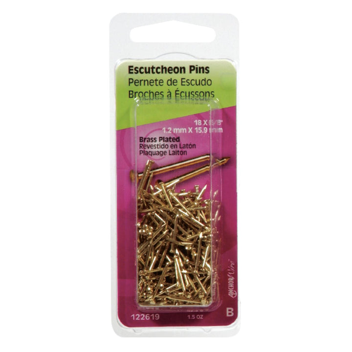 Hillman 18 Ga. x 5/8 in Brass-Plated Steel Escutcheon Pins, 1-Pack, 1.5 oz