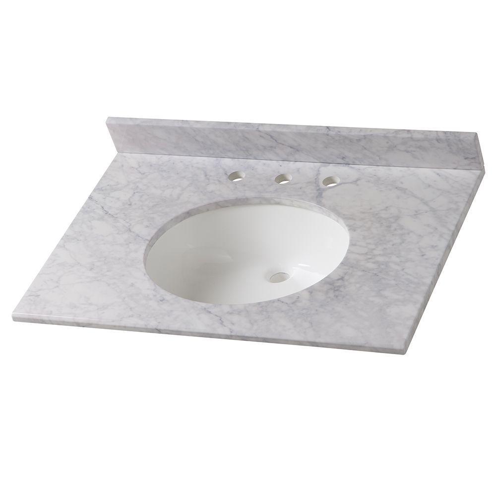 31 in. x 22 in. Stone Effects Vanity Top in Cascade with White Sink - Super Arbor