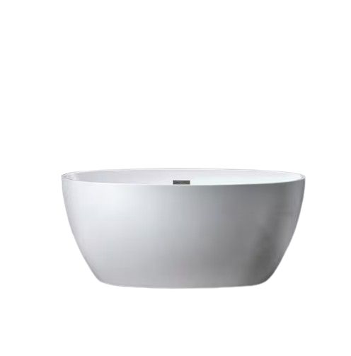 Auxerre 55 in. Acrylic FlatBottom Double Ended Bathtub with Brushed Nickel Overflow and Drain Included in White