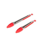 Stainless Steel and Silicone Locking Red Tongs (Set of 2)