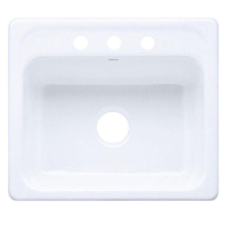 Mayfield Drop-in Cast-Iron 25 in. 3-Hole Single Bowl Kitchen Sink in White