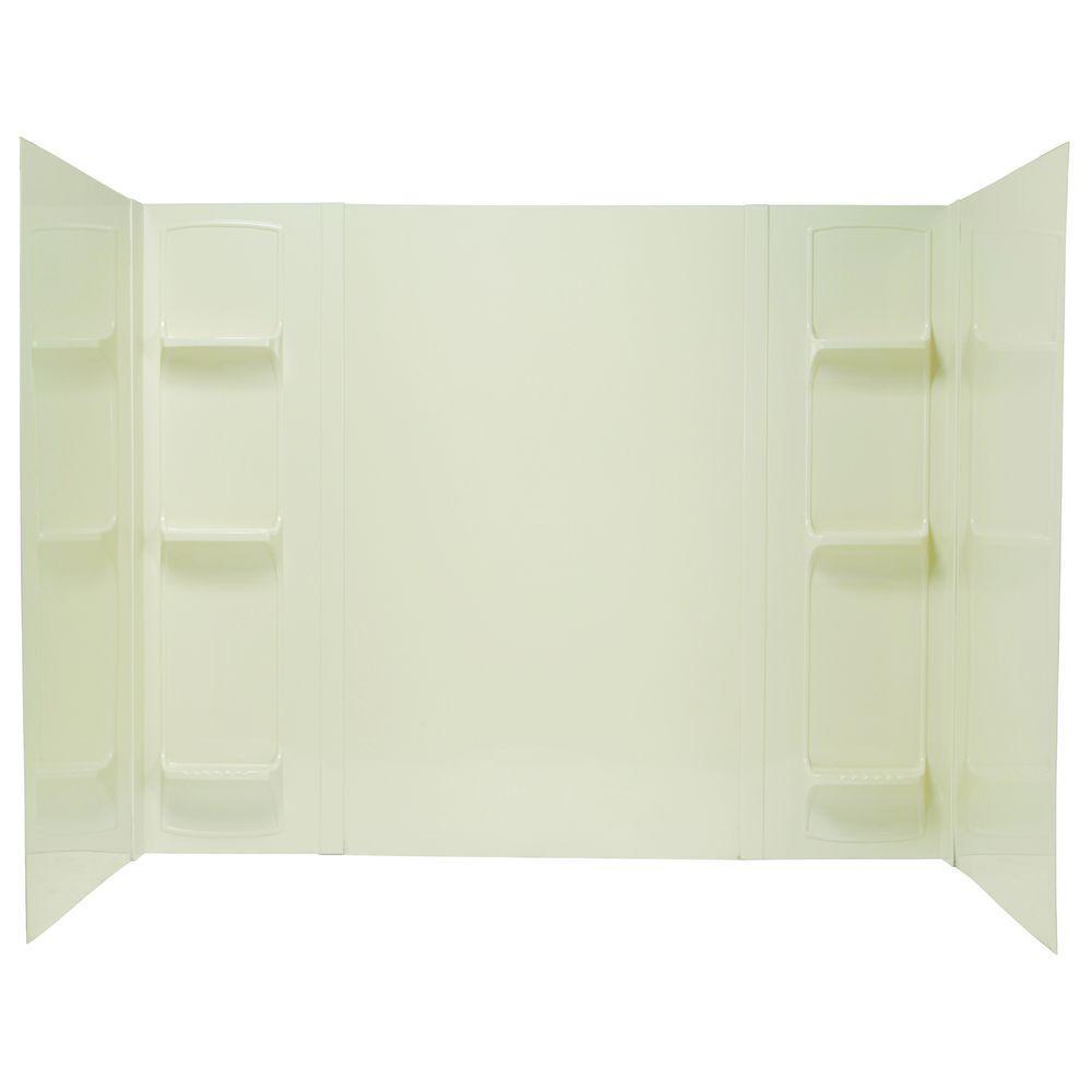 Durawall 42 in. x 72 in. x 58 in. 5-Piece Easy Up Adhesive Bath Tub Surround in White - Super Arbor
