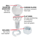TowSmart 5,000 lb. Capacity 2 in. x 1 in. Shank Diameter x 2 in. Shank Length Chrome Hitch Ball - Super Arbor