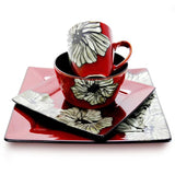 Winter Bloom 16-Piece Asian Inspired Red Earthenware Dinnerware Set (Service for 4)