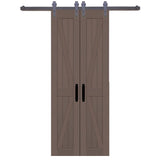 36 in. x 84 in. Board and Batten Composite PVC White Split Sliding Barn Door with Hardware Kit - Super Arbor