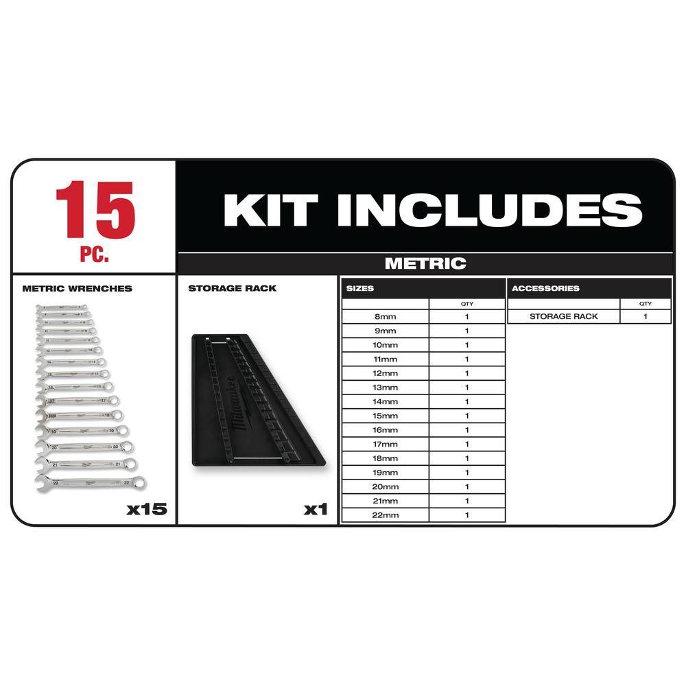 Combination Metric Wrench Mechanics Tool Set (15-Piece) - Super Arbor