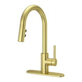 Pfister Stellen Brushed Gold 1-Handle Deck-Mount Pull-Down Handle Kitchen Faucet (Deck Plate Included)