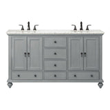 Newport 61 in. W x 21-1/2 in. D Double Bath Vanity in Black with Granite Vanity Top in Gray - Super Arbor