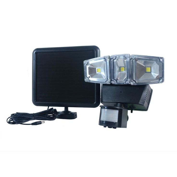 NATURE POWER Triple COB Black Outdoor Solar Motion Activated Security Flood Light with Integrated LED