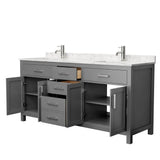 Beckett 72 in. W x 22 in. D Double Bath Vanity in Dark Gray with Cultured Marble Vanity Top in Carrara with White Basins - Super Arbor