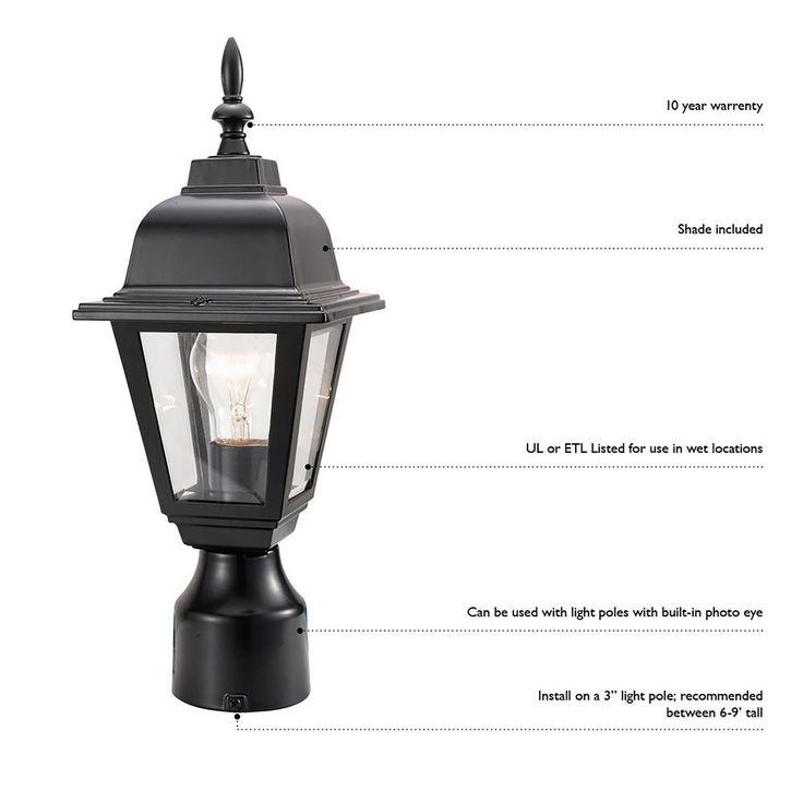 Maple Street Black Outdoor Die-Cast Post Mount Light Fixture