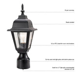 Maple Street Black Outdoor Die-Cast Post Mount Light Fixture