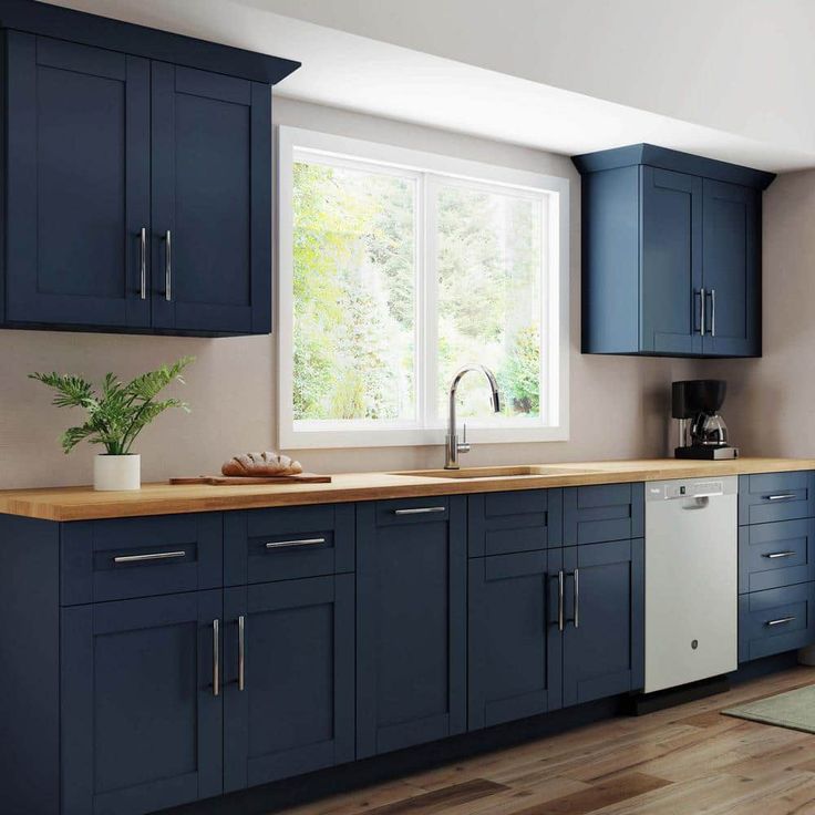 Home Decorators Collection Washington Vessel Blue Plywood Shaker Assembled Farm Sink Base Kitchen Cabinet Sft Cls 36 in. W x 24 in. D x 34.5 in. H