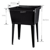 22.875 in. x 23.5 in. Black 19 gal. Thermoplastic Utility Sink Kit with Black Metal Legs, P-Trap and Supply Lines - Super Arbor