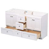 Shaker 60 in. W x 21 in. D x 34.5 in. H Vanity for Double Basins Cabinet Only in Satin White - Super Arbor