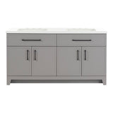 Style Selections Potter 60-in Gray Double Sink Bathroom Vanity with White Cultured Marble Top