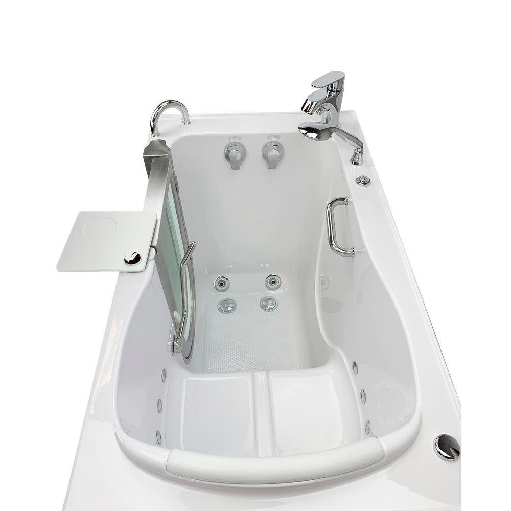 Royal 52 in. Acrylic Walk-In Whirlpool Bathtub in White with Left Door, 2-Piece Fast Fill Faucet and 2 in. Dual Drain - Super Arbor