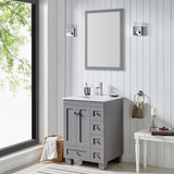 Eviva Acclaim 24 in. Gray Transitional Bathroom Vanity with White Quartz Top - Super Arbor