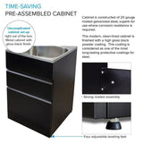 All-in-One 44.8 in. x 22 in. x 35 in. Metal Drop-In Laundry/Utility Sink and Cabinet in Black