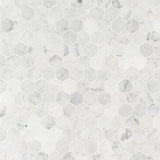 Carrara White Hexagon 12 in. x 12 in. x 8mm Honed Marble Mesh Mounted Mosaic Tile (9.8 sq. ft./ case)