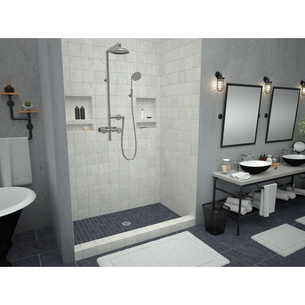 Redi Base 34 in. x 48 in. Single Threshold Shower Base with Center Drain and Polished Chrome Drain Plate - Super Arbor