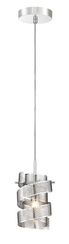Quoizel Lace Polished Chrome Transitional Cylinder Mini Pendant Light, 1-Light