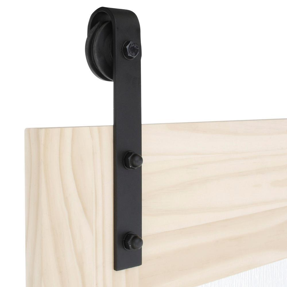 34 in. x 84 in. Timber Hill Rain Glass and Unfinished Pine Wood Sliding Barn Door Slab with Hardware Kit - Super Arbor