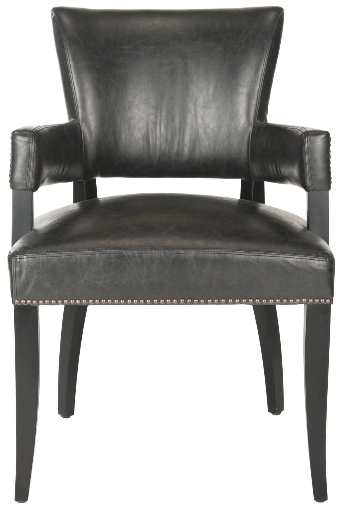 Safavieh Desa Contemporary/Modern Faux Leather Upholstered Side Chair with Wood Frame, Antique Brown (23.6 in W x 26.4 in D x 35.4 in H)