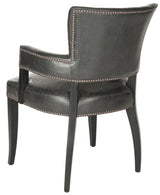 Safavieh Desa Contemporary/Modern Faux Leather Upholstered Side Chair with Wood Frame, Antique Brown (23.6 in W x 26.4 in D x 35.4 in H)