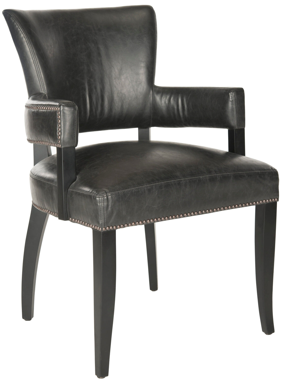 Safavieh Desa Contemporary/Modern Faux Leather Upholstered Side Chair with Wood Frame, Antique Brown (23.6 in W x 26.4 in D x 35.4 in H)